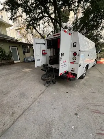 Magnet Plumbing service vehicle on-site for Water Heater Repair in Long Beach